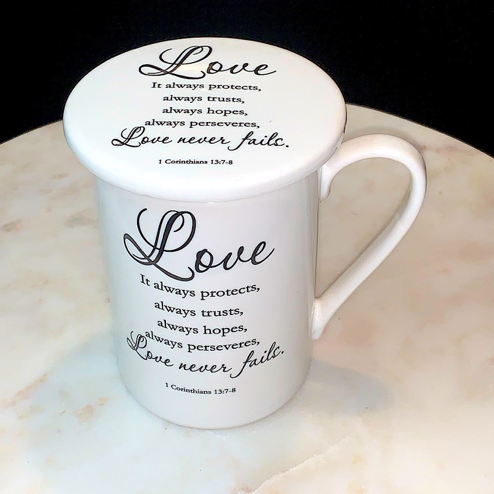 KENT POTTERY COFFEE MUG SET PRAY I CORINTHIANS 13 NEW IN BOX